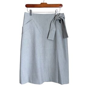 NWT Banana Republic Tie Waist Wrap Pencil Skirt Heather Gray Career Office Chic